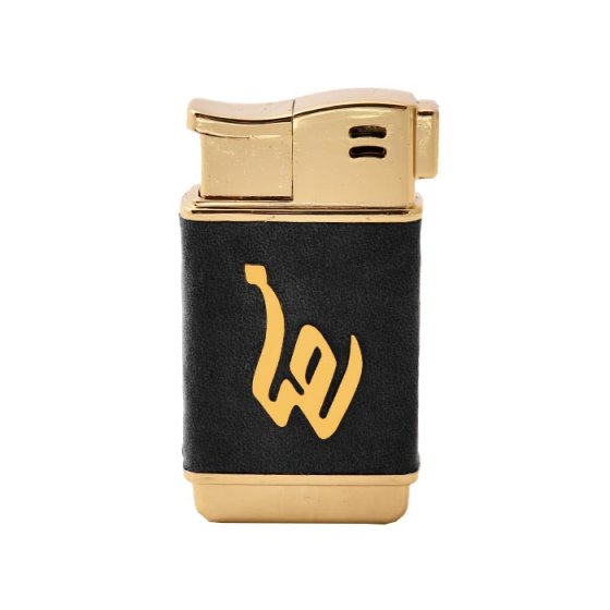 فندک چرم و طلا پلاک رضا