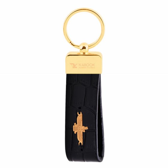 جاکلیدی طلا چرم با پلاک فروهر