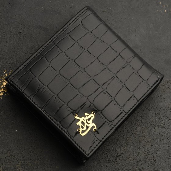 کیف جیبی چرم با پلاک طلا اسم هادی