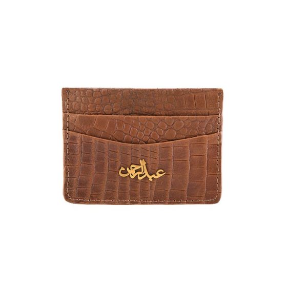 کیف کارت چرم با پلاک طلا اسم عبدالرحمان