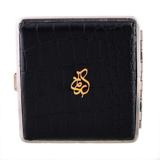 جعبه سیگار طلا چرم اسم آرمان