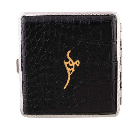 جعبه سیگار چرم و طلا اسم امیر