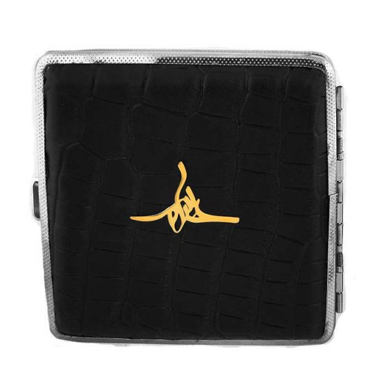 جعبه سیگار چرم طلا اسم حسام