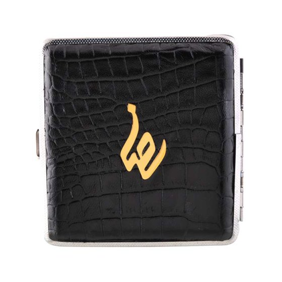 جعبه سیگار چرم و طلا اسم رضا