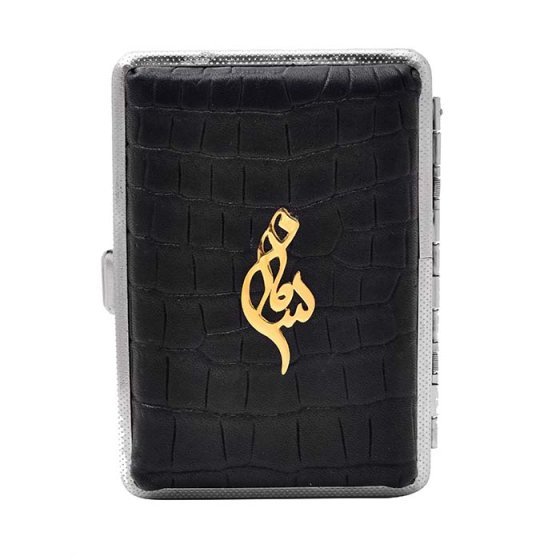 جعبه سیگار طلا چرم اسم سامان