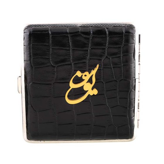 جعبه سیگار چرم و طلا اسم یوسف