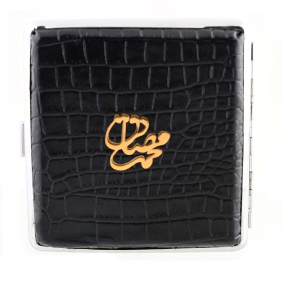 جعبه سیگار چرم و طلا محمدصادق