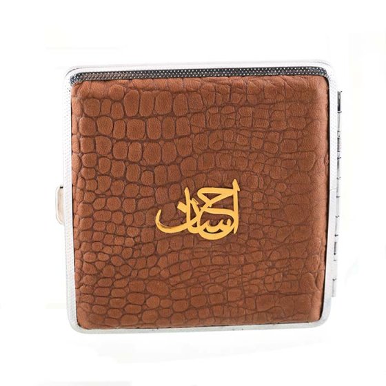 جعبه سیگار طلا چرم اسم احسان