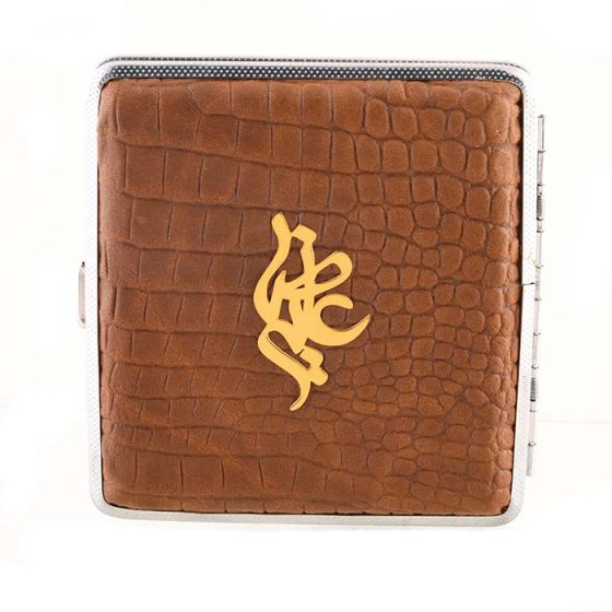 جعبه سیگار طلا چرم اسم علیرضا