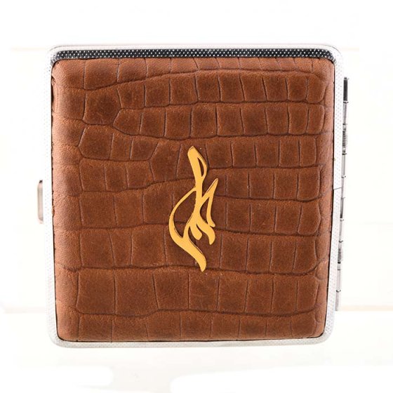 جعبه سیگار چرم و طلا علی