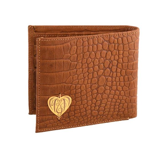 کیف جیبی چرم با پلاک طلا طرح قلب