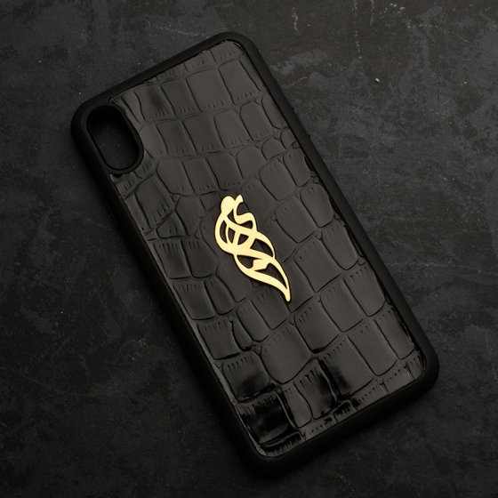 قاب موبایل چرم با پلاک اسم امین