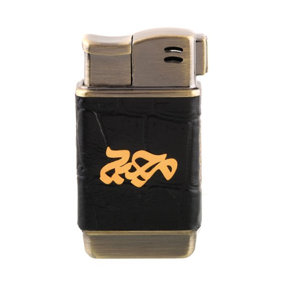 فندک چرم و طلا با پلاک اسم مجید