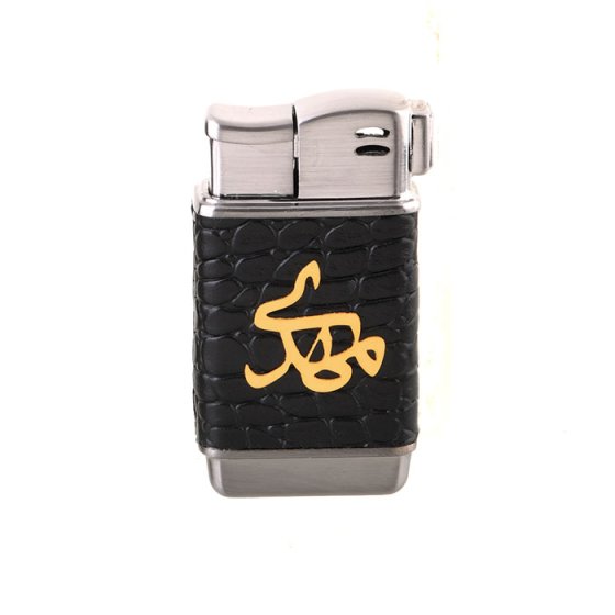 فندک چرم و طلا با پلاک اسم مهدی