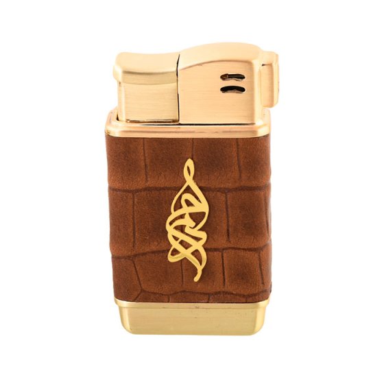 فندک چرم و طلا با پلاک اسم احمد