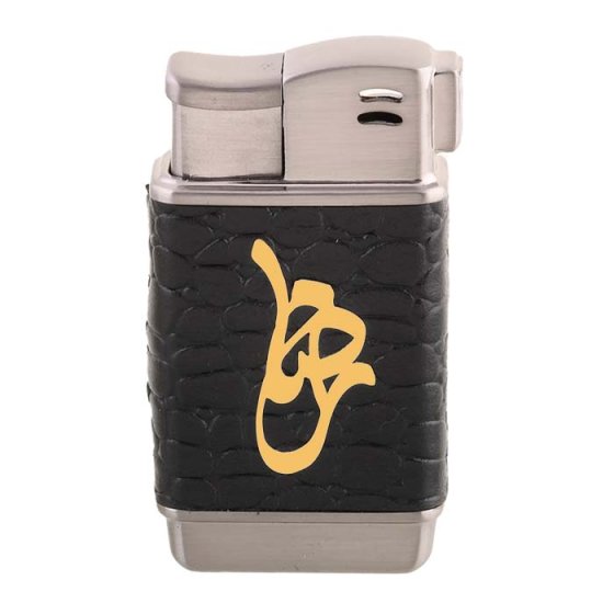 فندک چرم و طلا با پلاک اسم رضا