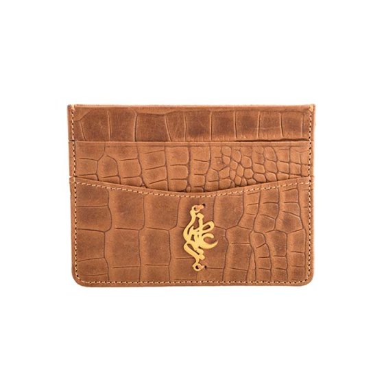 کیف کارت چرم با پلاک طلا اسم علیرضا