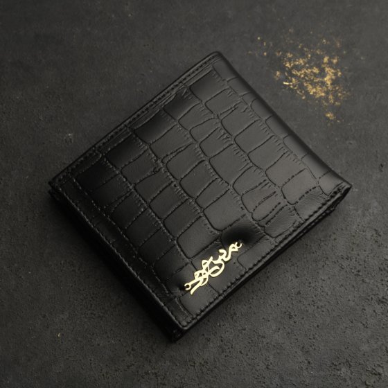 کیف جیبی چرم با پلاک طلا اسم مسعود