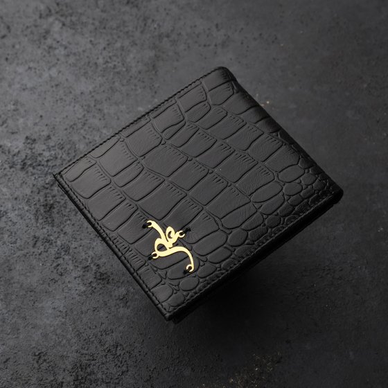 کیف جیبی چرم با پلاک طلا اسم علی