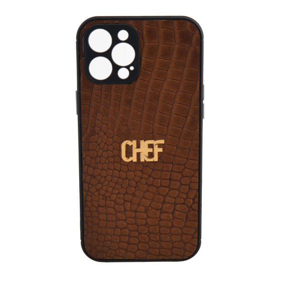 قاب موبایل چرم با پلاک سرآشپز