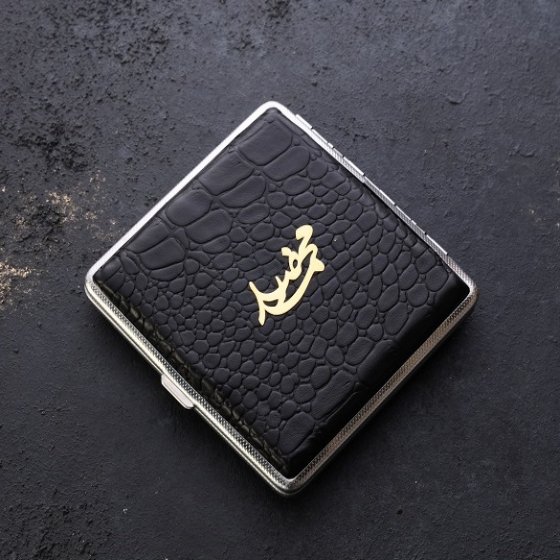 جعبه سیگار طلا چرم اسم محمد رضا