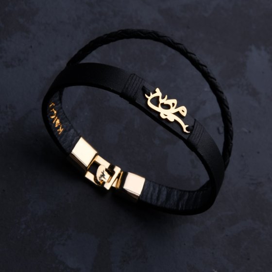 دستبند طلا چرم اسم معین