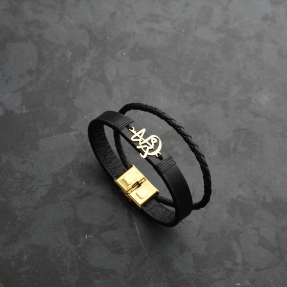 دستبند طلا چرم اسم حامد