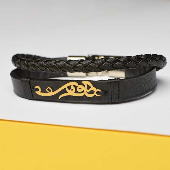 دستبند طلا چرم هومن