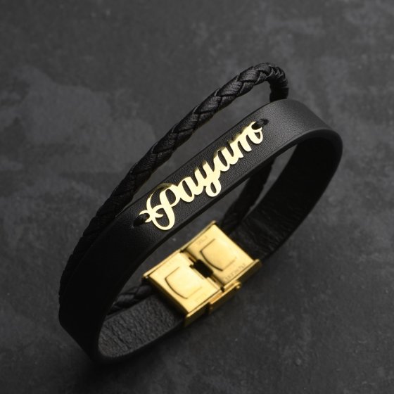 دستبند طلا چرم اسم پیام