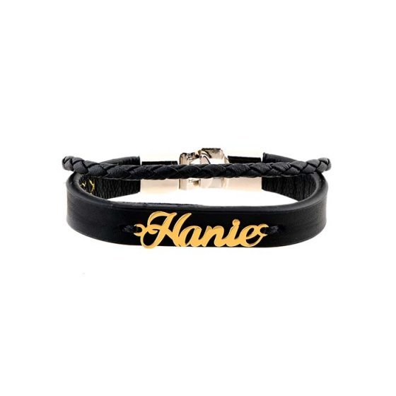 دستبند طلا چرم طلا اسم هانیه
