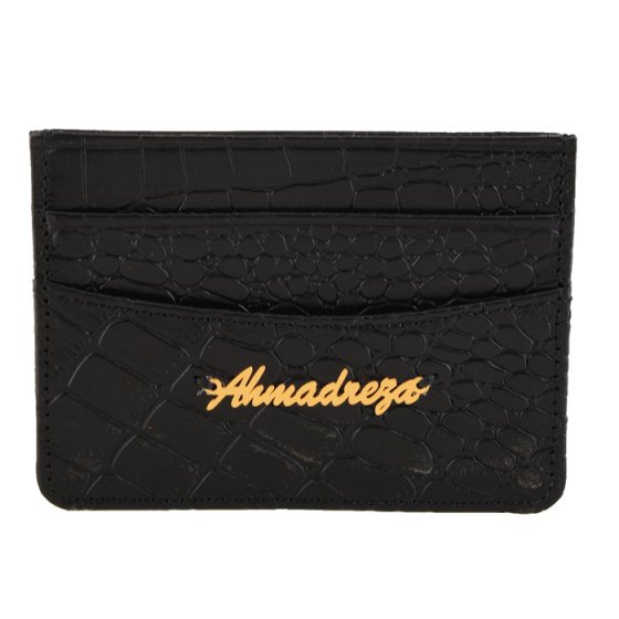 کیف کارت چرم با پلاک طلا اسم احمدرضا