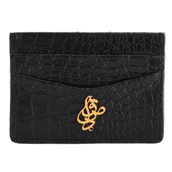 کیف کارت چرم با پلاک طلا اسم صادق