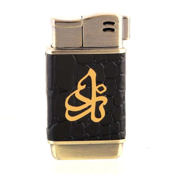 فندک چرم و طلا با پلاک اسم نادر