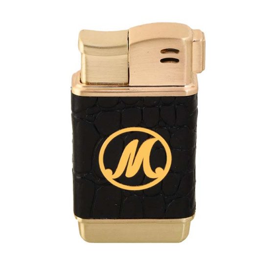 فندک چرم و طلا با پلاک m