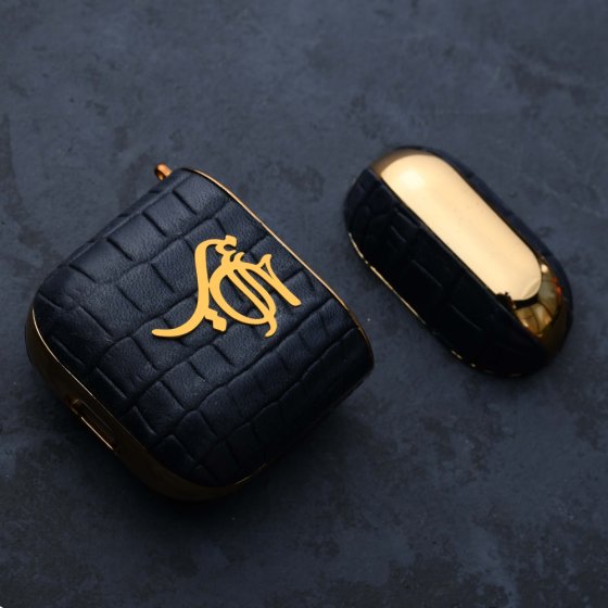 قاب ایرپاد چرم با پلاک طلا اسم حسین