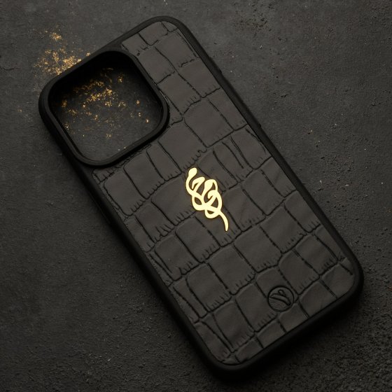 قاب موبایل طلا چرم اسم محمد