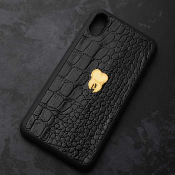 قاب موبایل چرم طبیعی با پلاک طرح دندان