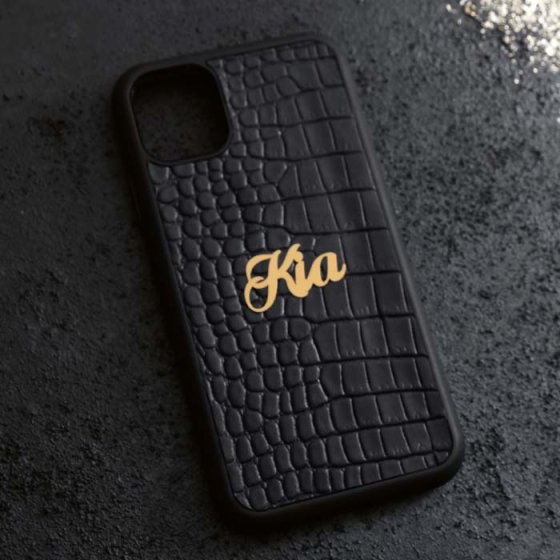 قاب موبایل چرم طبیعی با اسم کیا