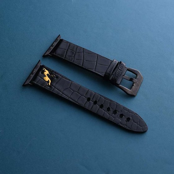 بند اپل واچ چرم با پلاک هو