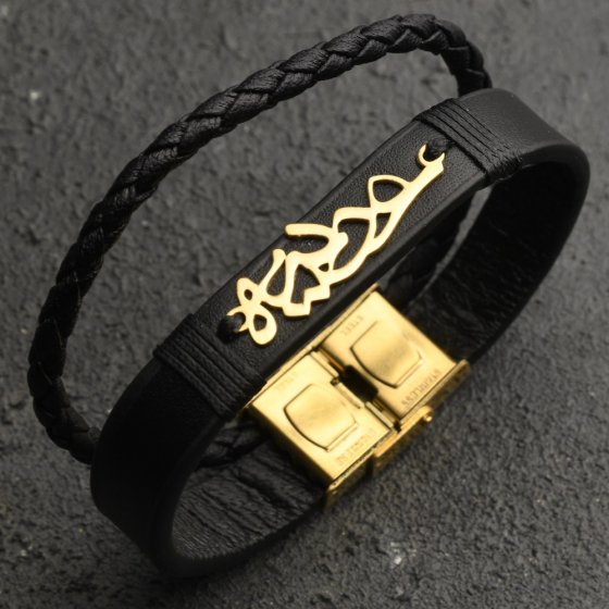 دستبند طلا چرم اسم عطیه