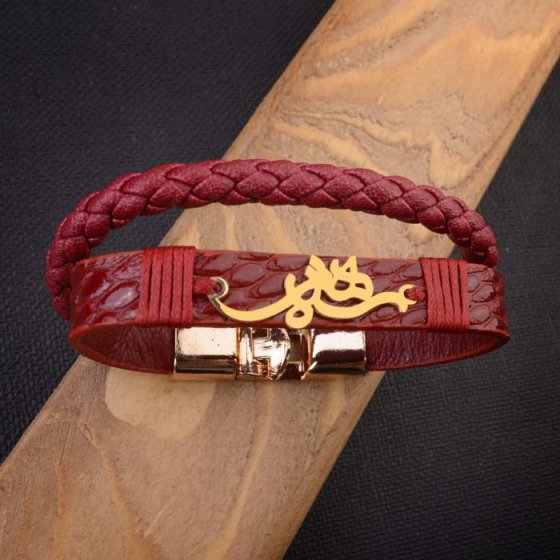 دستبند طلا چرم اسم شهره