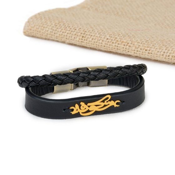 دستبند طلا چرم اسم شکوفه