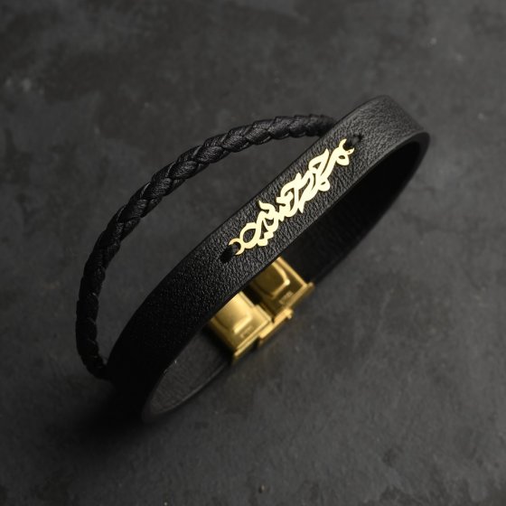 دستبند طلا چرم اسم محمدحسین