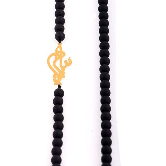 گردنبند اونیکس با پلاک طلا اسم پیام