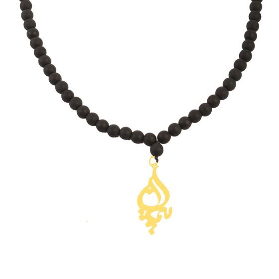 گردنبند اونیکس با پلاک طلا اسم پیمان