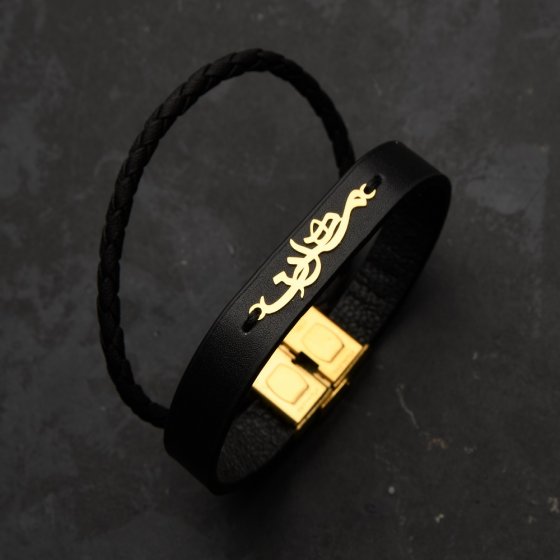دستبند طلا چرم اسم مهران