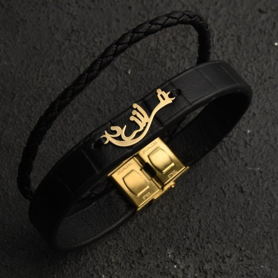 دستبند طلا چرم اسم فرشاد