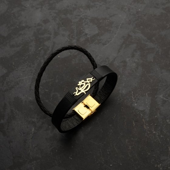 دستبند طلا چرم اسم مرتضی