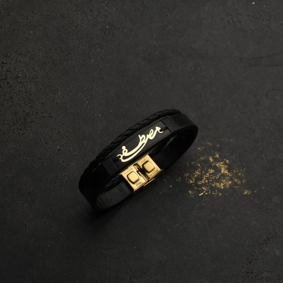 دستبند طلا چرم اسم مصطفی