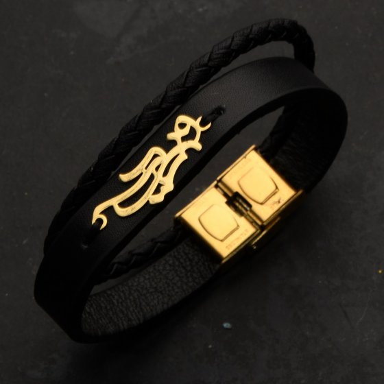 دستبند طلا چرم اسم فرید